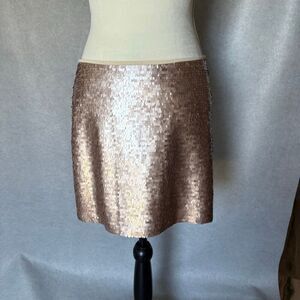 Mark + James by Badgley Mischka Rose Gold Sequin Mini Skirt size S Luxury